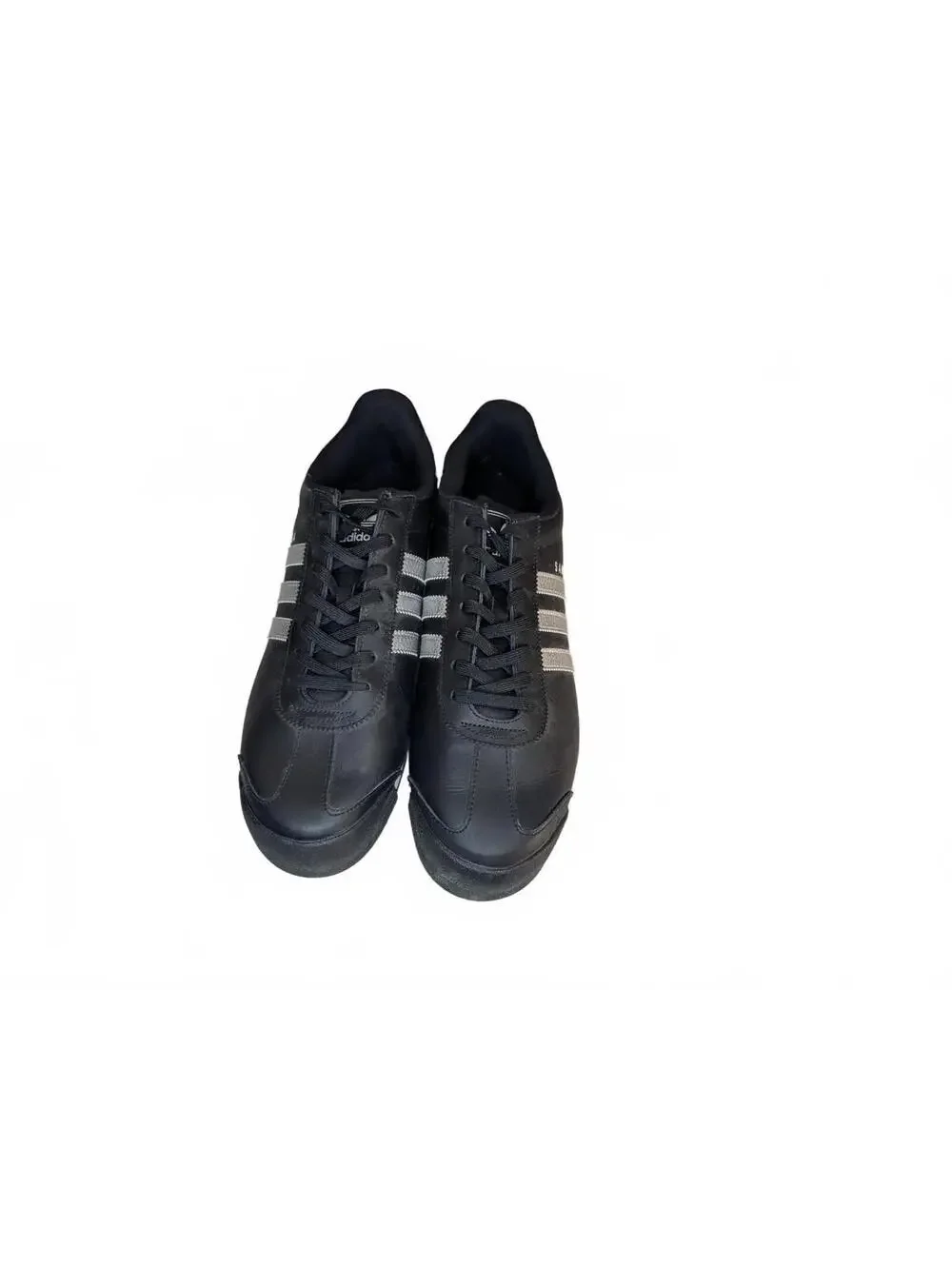 Adidas Samoa Black Sneakers with Metallic Silver Detailing, Size 13